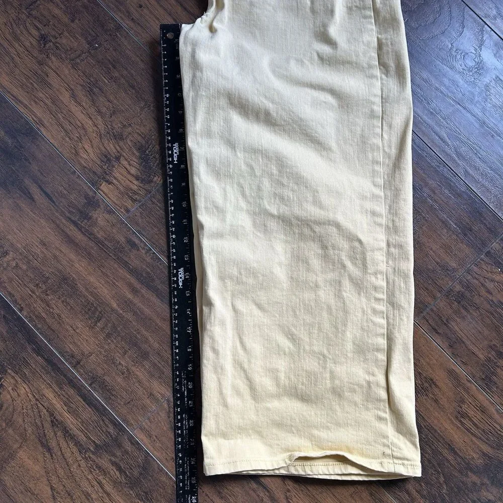 Banana Republic Jeans Size 33/16 High Rise Wide Leg Crop Pale Citrus Yellow